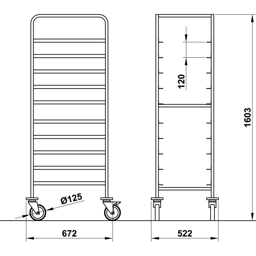 CHARIOT POUR ARMOIRE ET PANIERS VEGA 60x40 L10