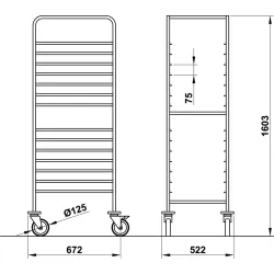 CHARIOT POUR ARMOIRE ET PANIERS VEGA 60x40 L16