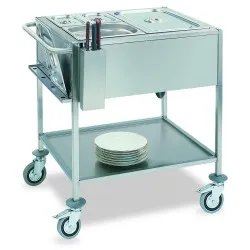 CHARIOT THERMIQUE BAIN MARIE EN ACIER INOXYDABLE CAPRICORNO 2GN 1/1