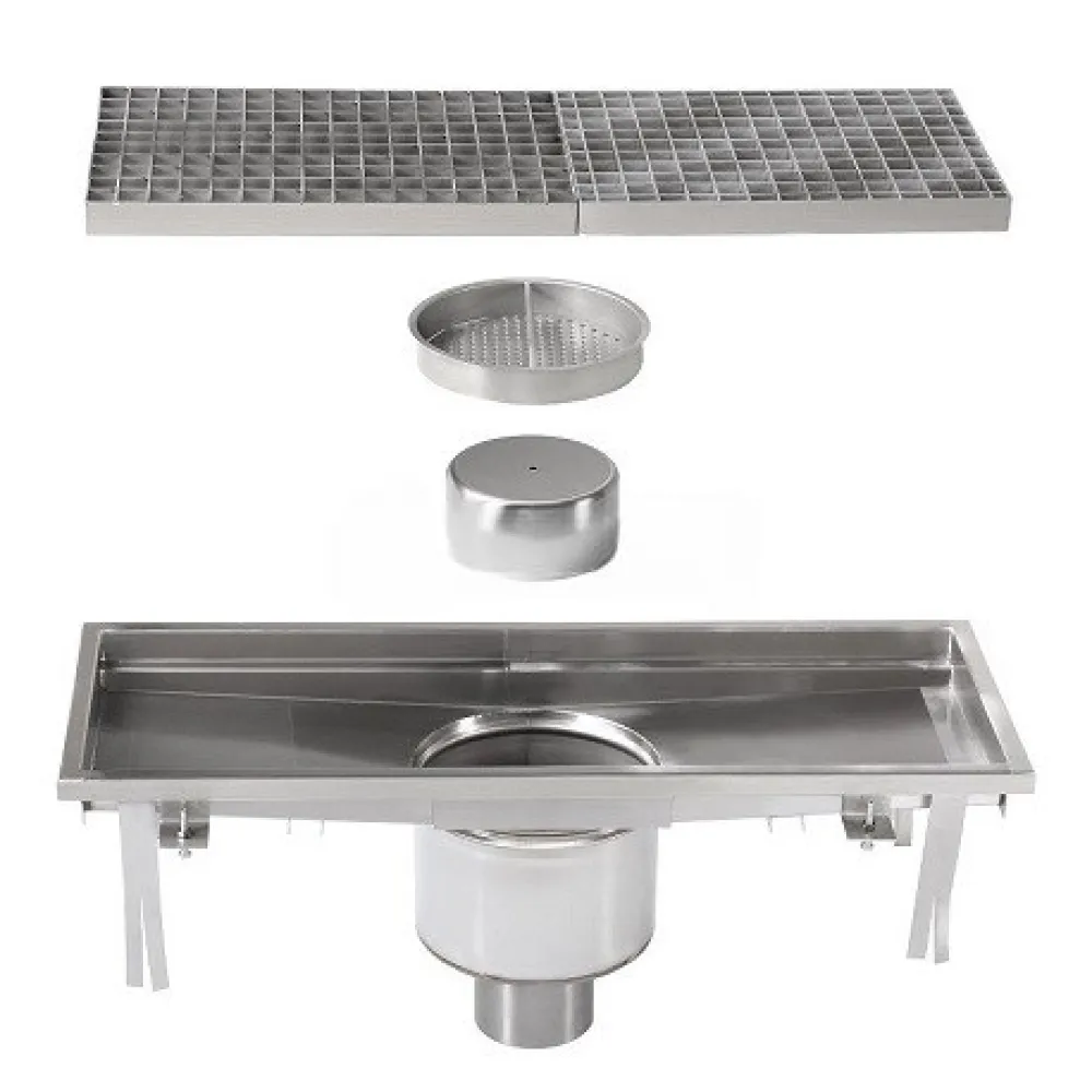Caniveau de drainage avec siphon central 2000 x 300 mm