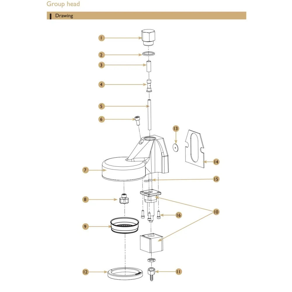 TECHNICAL DRAWING OF SPARE PARTS OF EXPOBAR CARAT COFFEE MACHINE 
