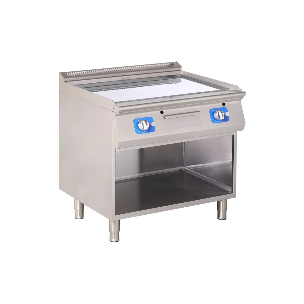 Fry top gaz chromé sur fond ouvert 13 kW