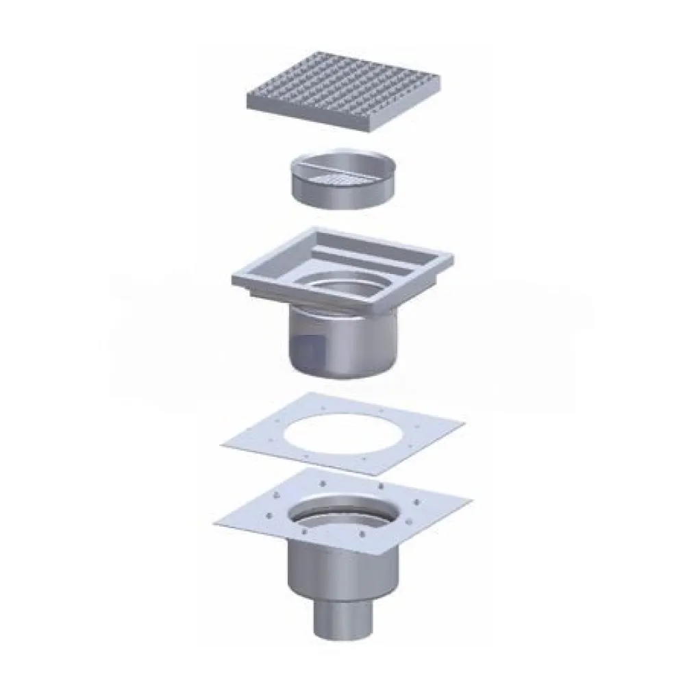 Siphon de sol en deux parties  400 x 400 mm