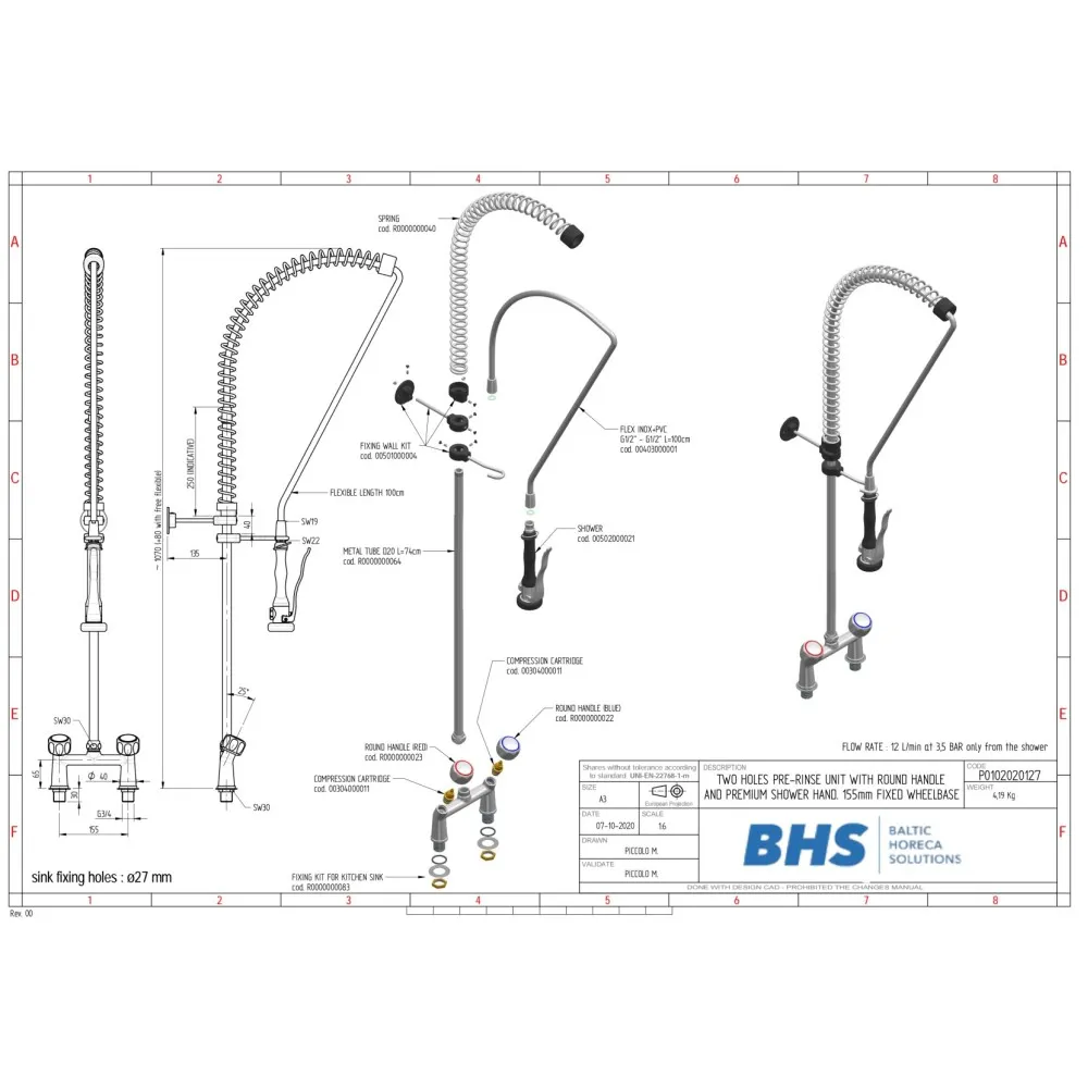 PRE-RINSE FAUCET WITH SHOWER HEAD P20127