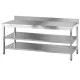 Stainless steel table with two shelves 1800