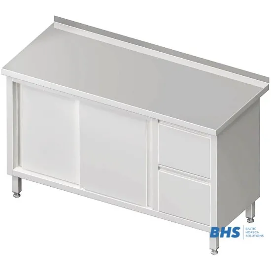 Table avec 2 tiroirs et 2 portes coulissantes