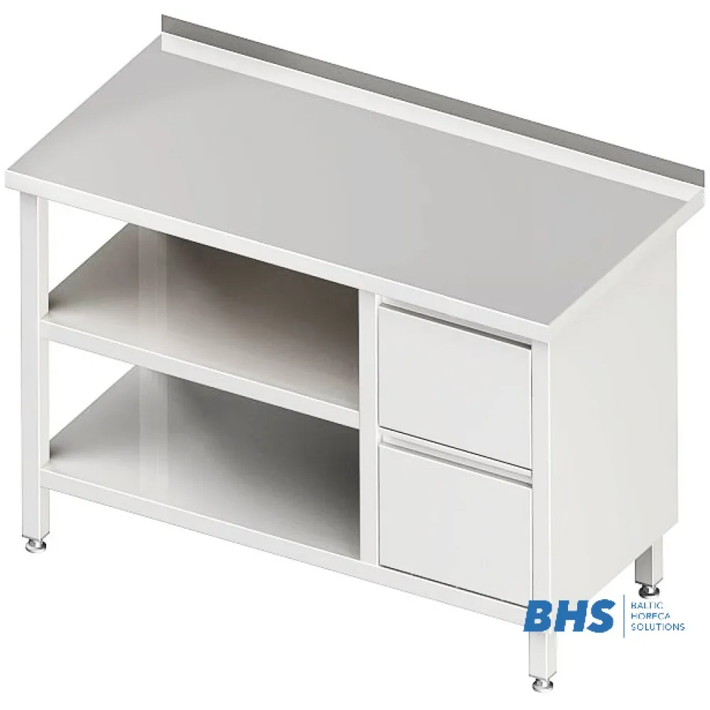 Table avec tiroirs et 2 étagères 1300