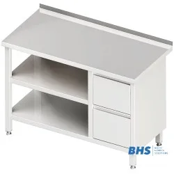 Table avec tiroirs et 2 étagères 800