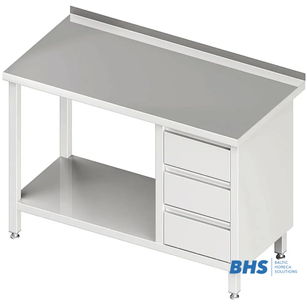 Table avec trois tiroirs et étagère 800