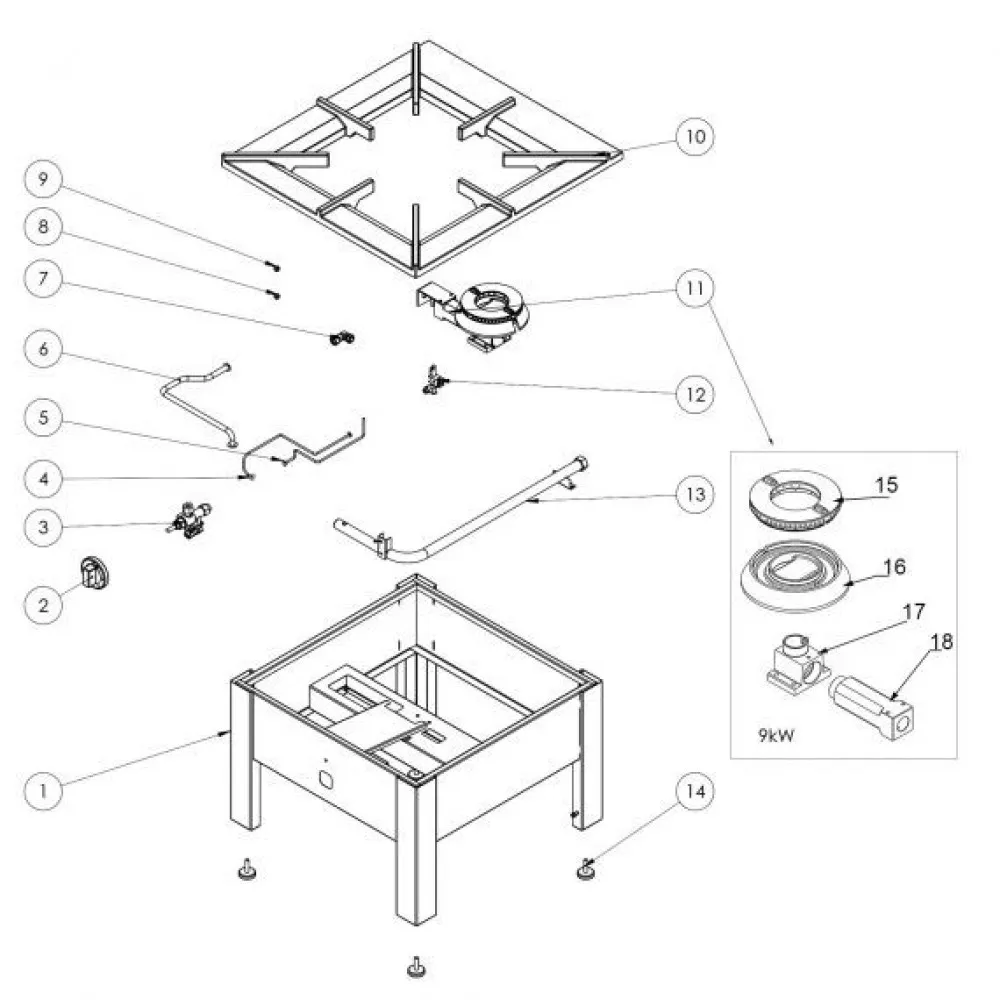 Cuisinière à gaz 9.0 kW