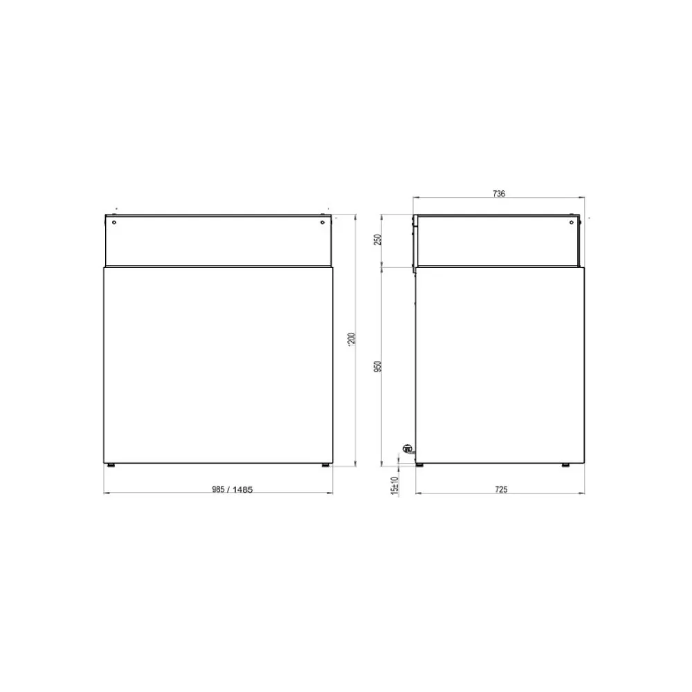 Vitrine pâtisserie CUBE II 1500 JEWELRY avec tiroirs