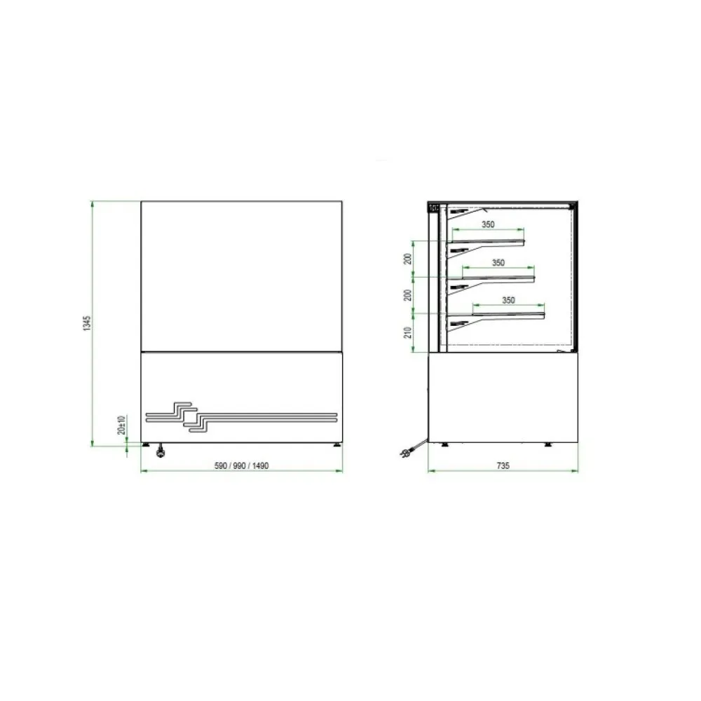 Vitrine pâtisserie CUBE II 1000