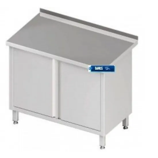 Metal tables with hinged doors