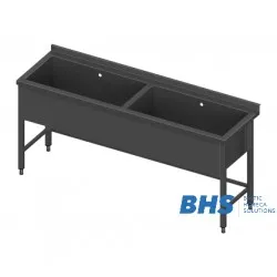 Table avec bac double en inox pour la plonge 1500