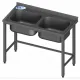 Table en métal avec 2 éviers sans plateau 2400