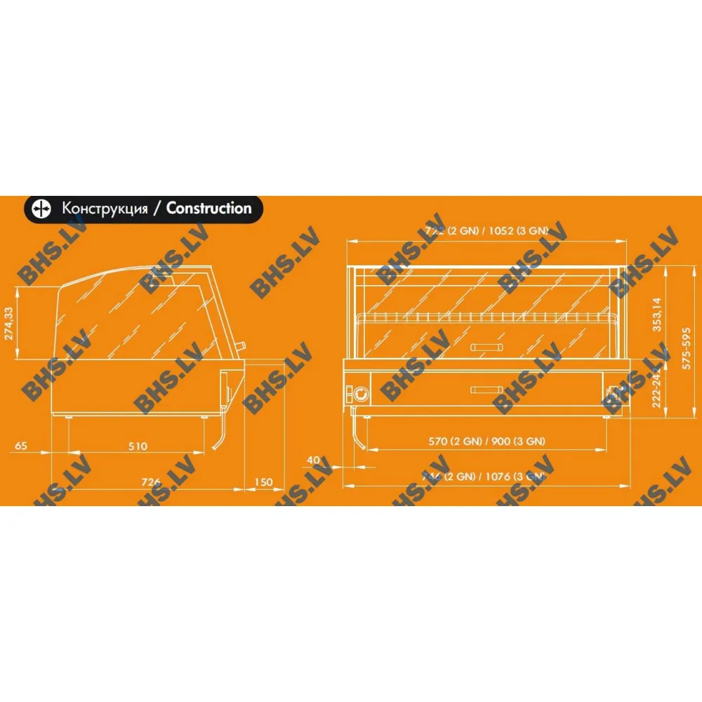 Vitrine chauffante KENTUCKY HOT 3GN libre service