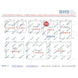 Table en métal avec 2 éviers sans plateau 2400