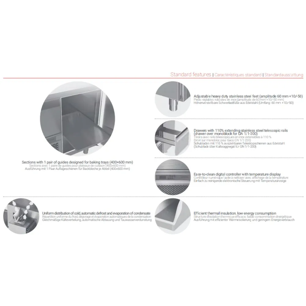Table réfrigérateur plateaux de cuisson P206