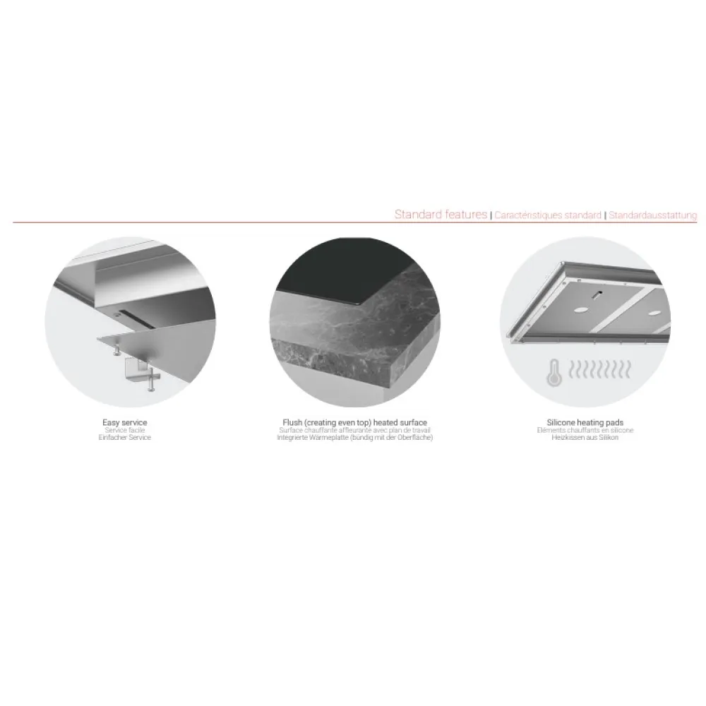 Surface vitrée chauffante encastrée 308 mm, GN 1/1