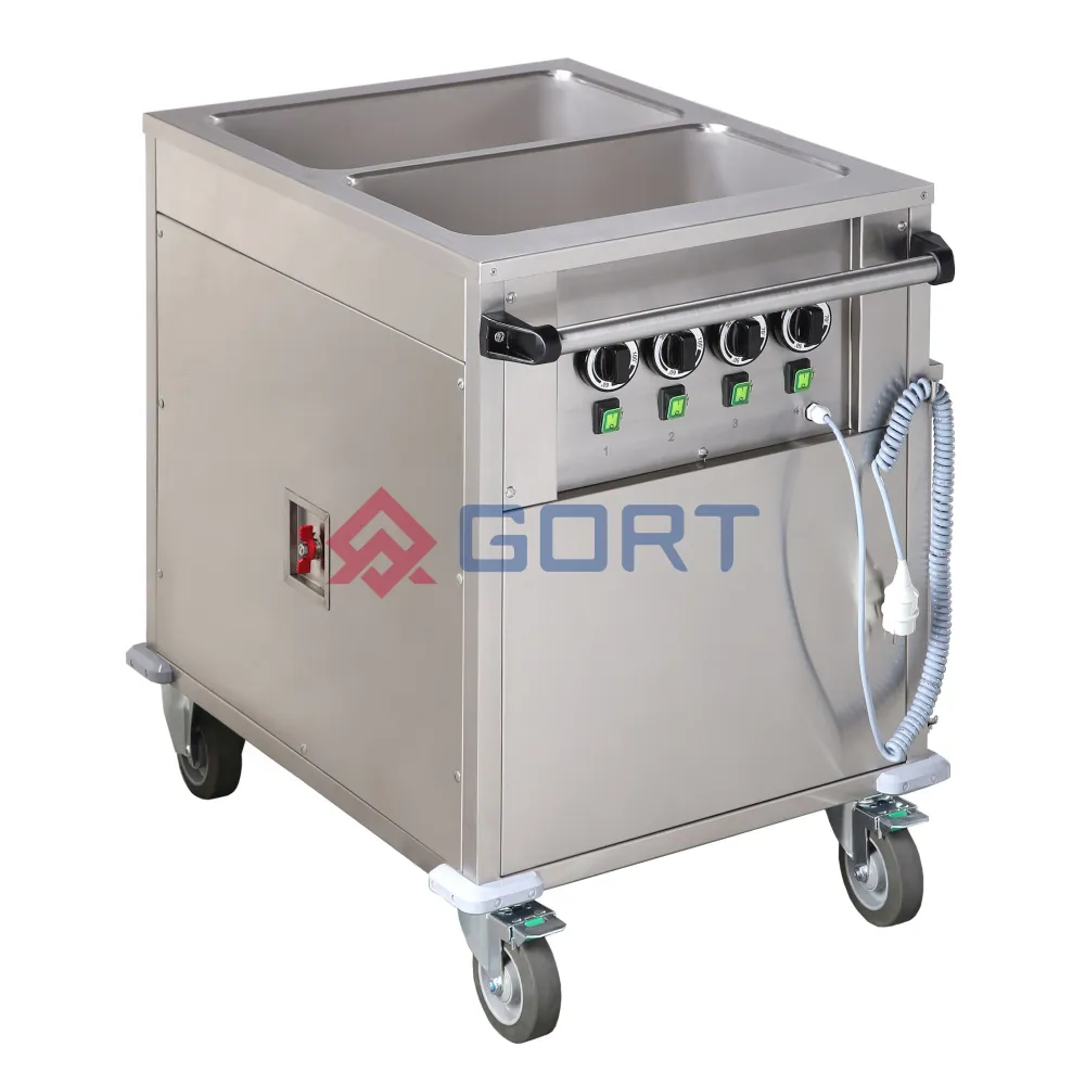 Chariot de cuisson chauffant sur armoire 2xGN 1/1, avec contrôle de température séparé