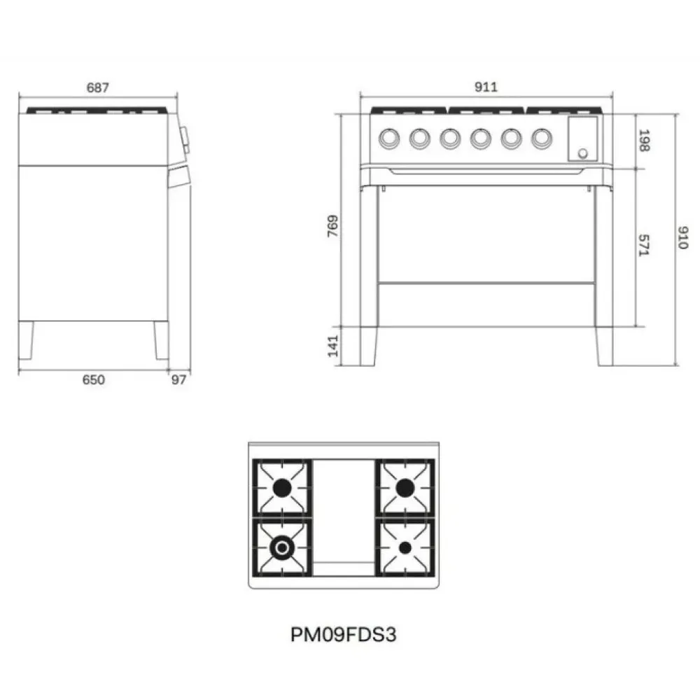 Range Cooker Panoramagic PM09FDS3 avec plaque de cuisson