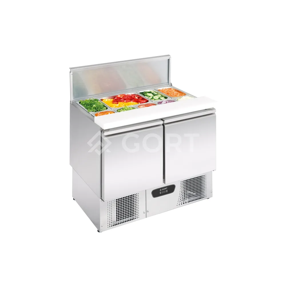 Comptoir réfrigéré à salade avec couvercle inox GN1/1 104L