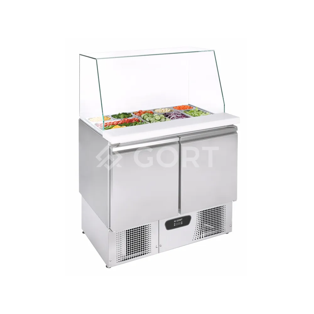 Réfrigérateur table à salade avec vitrine en verre GN1/1 104L
