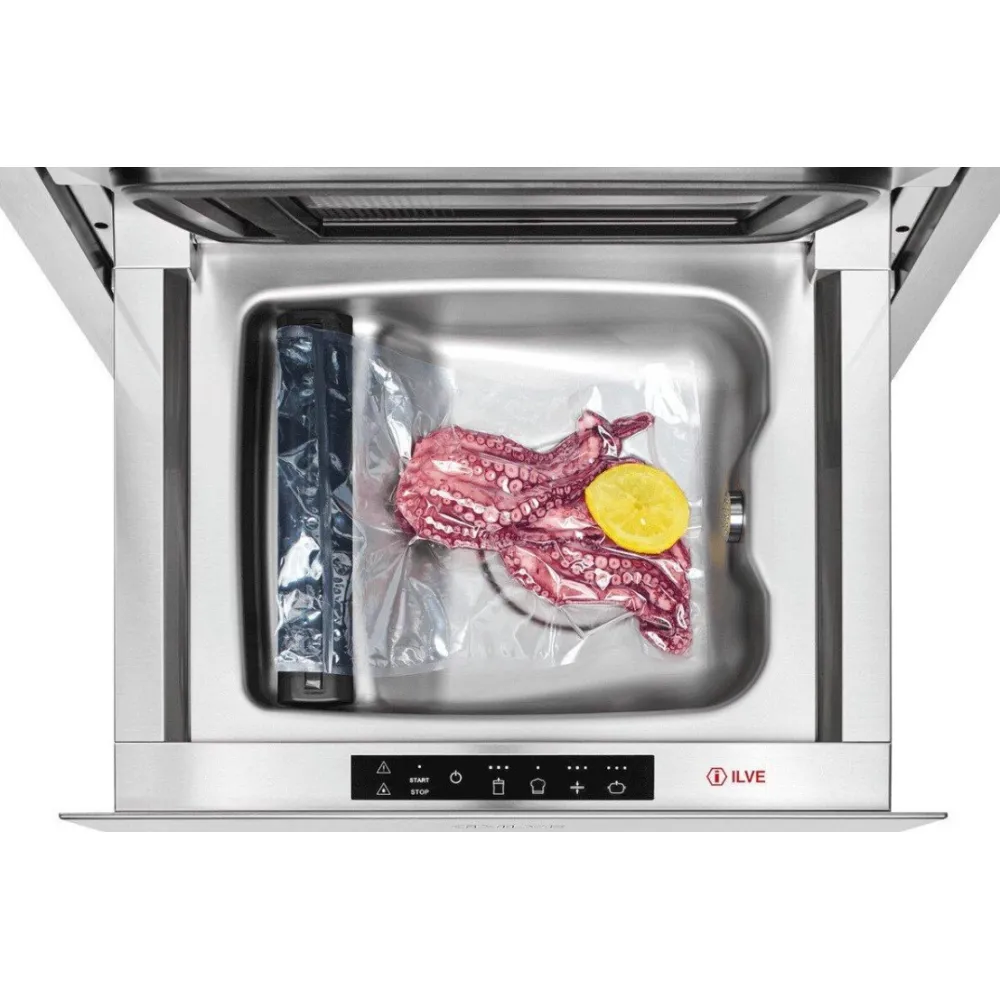 Machine d'emballage sous vide encastrée en verre trempé noir brillant 60 cm Ilve VM615S