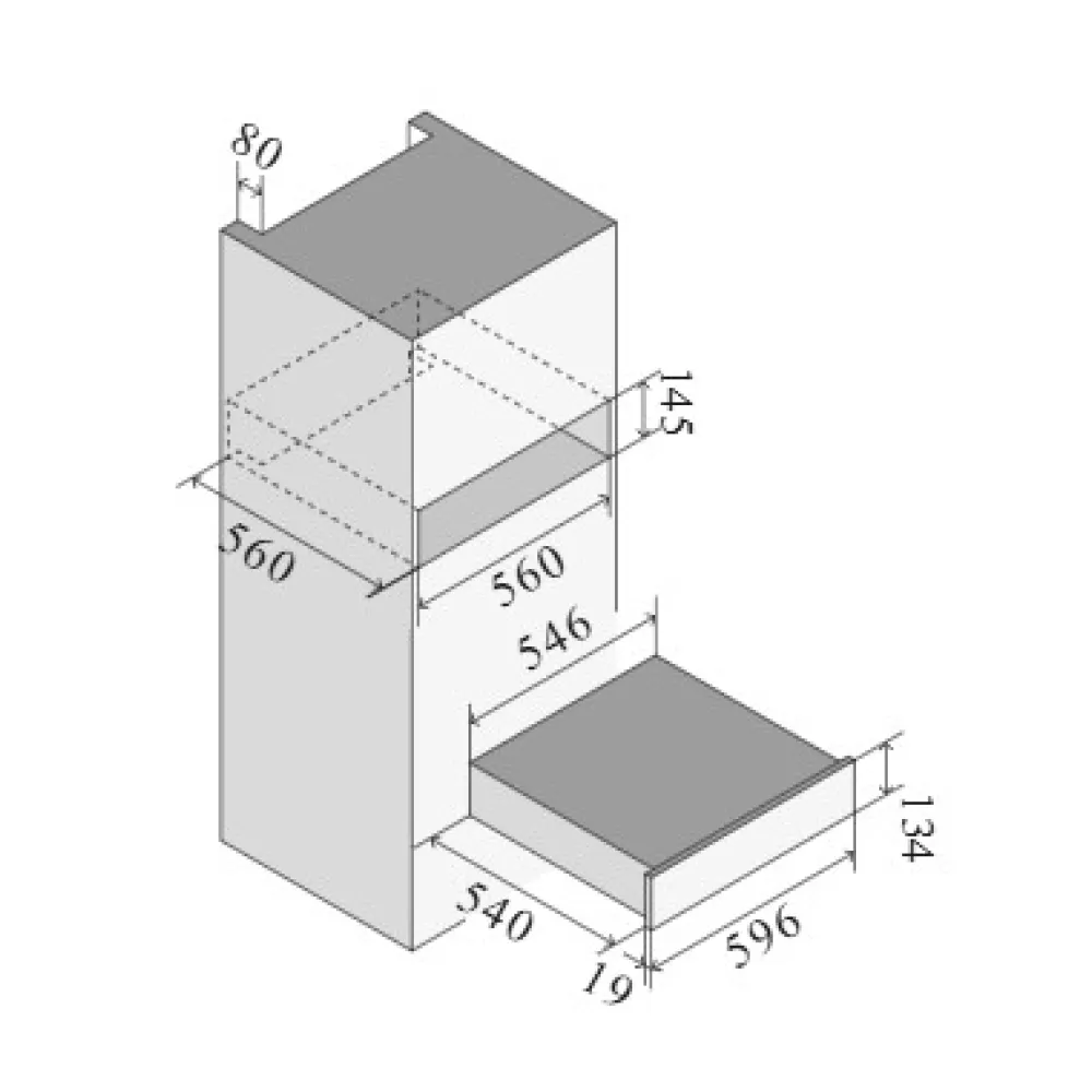 Tiroir chauffant, acier inoxydable ou acier peint, 60 cm, 40-80°C Ilve 615NWDPP
