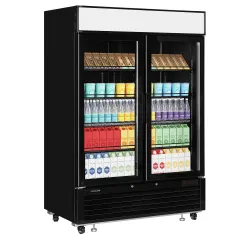 Réfrigérateur vitrine 922 litres avec portes battantes, noir