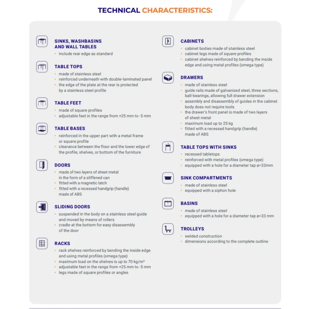 Table en acier inoxydable avec cadre et côté 2400