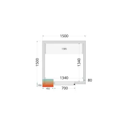 Panneaux de chambre froide NF 1500 / 1500 / 2120 mm, 80 mm