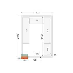 Panneaux de chambre froide NF 1800 / 2400 / 2120 mm, 80 mm