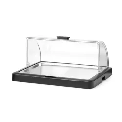 Marmite de présentation froide avec couvercle roll-top 460×355×(H)220 mm, noir
