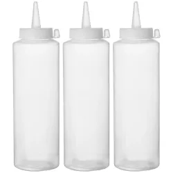 Bouteilles doseuses pour sauce 700 ml, transparentes - lot de 3