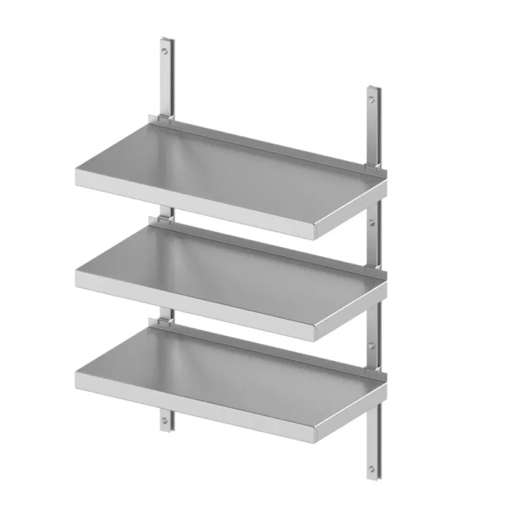Étagères murales professionnelles Novameta 1800 mm à trois tablettes en inox