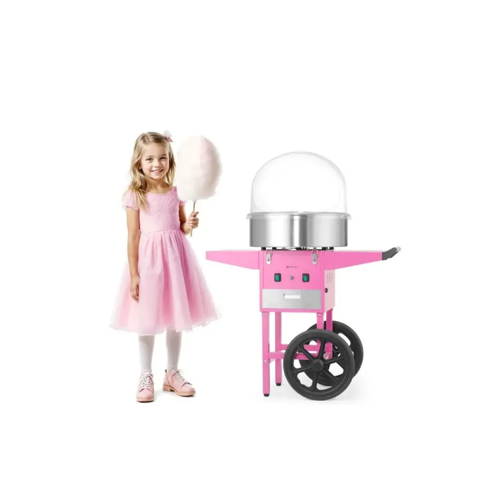 Machine à barbe à papa mobile rose sur chariot HENDI 282809