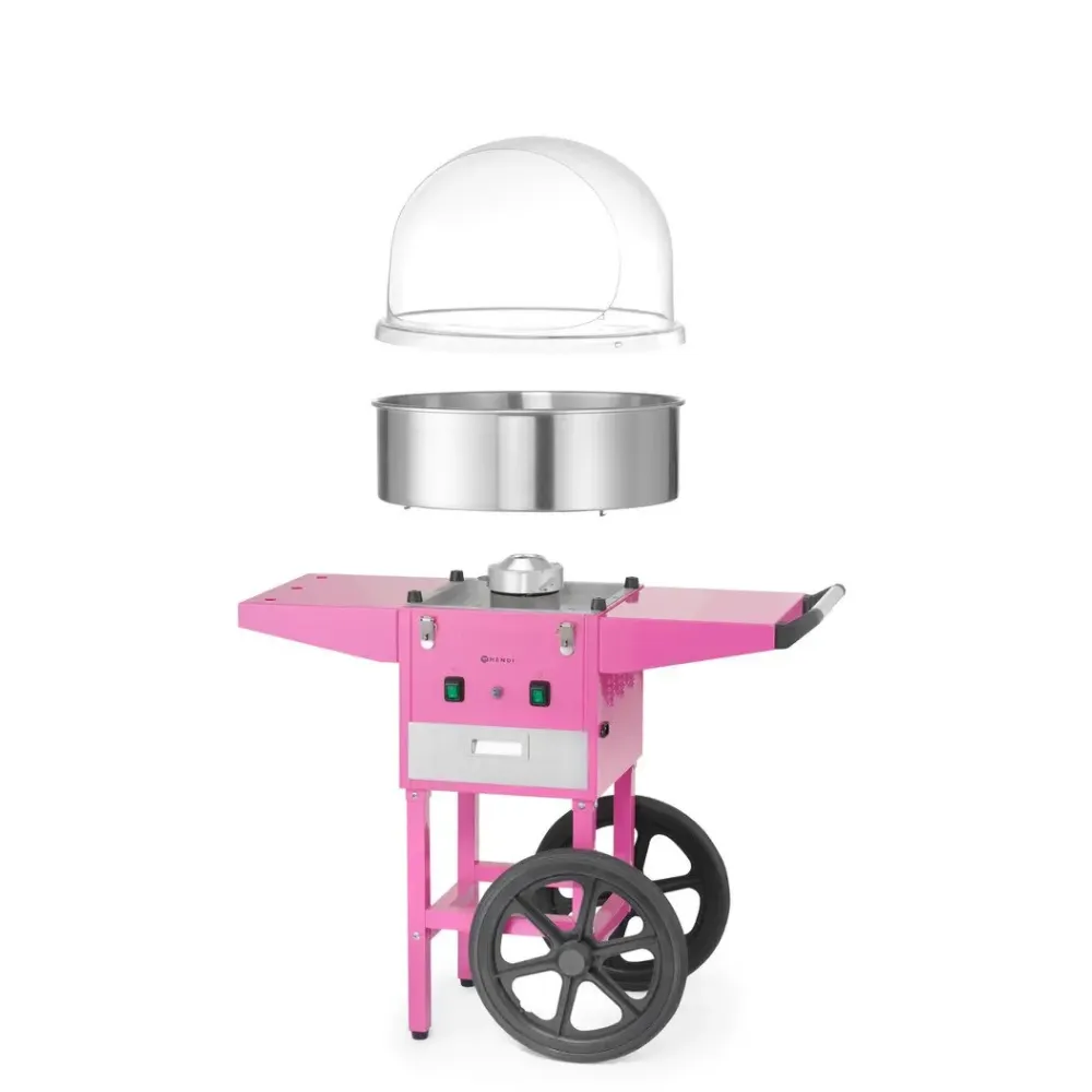 Machine à barbe à papa mobile rose sur chariot HENDI 282809