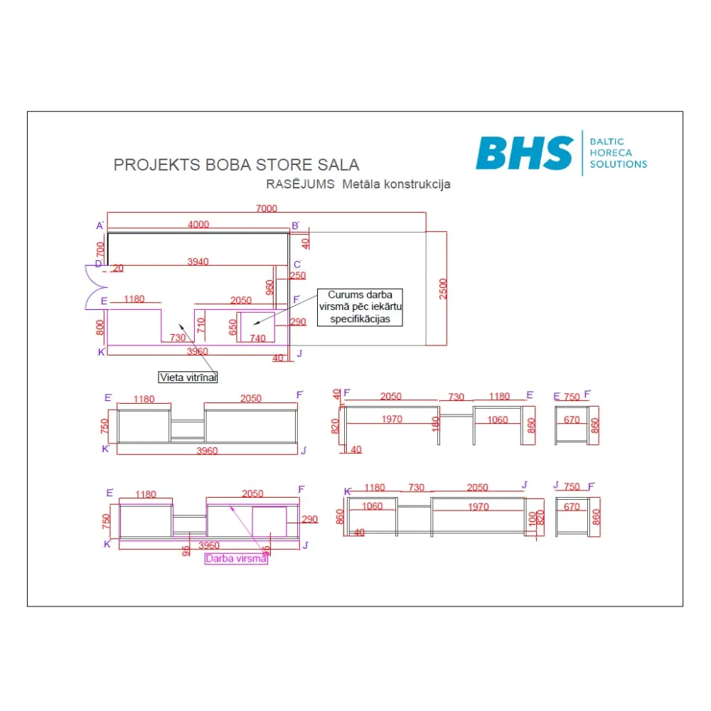 Châssis métallique de comptoir professionnel XCH24-0030-02