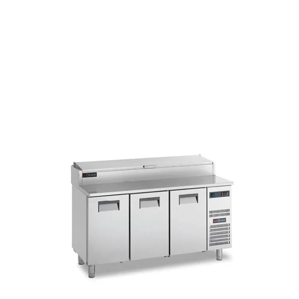 Vitrine réfrigérée à pizzas GEMM 3 portes 160 cm capacité 9 bacs GN 1/4