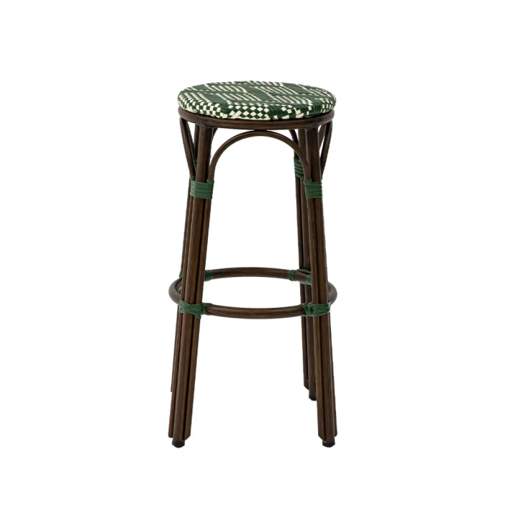 Tabouret haut FRANCESCO 7040 en technorattan vert et blanc