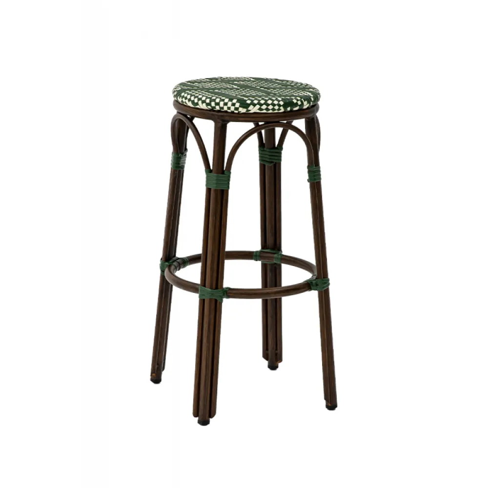 Tabouret haut FRANCESCO 7040 en technorattan vert et blanc