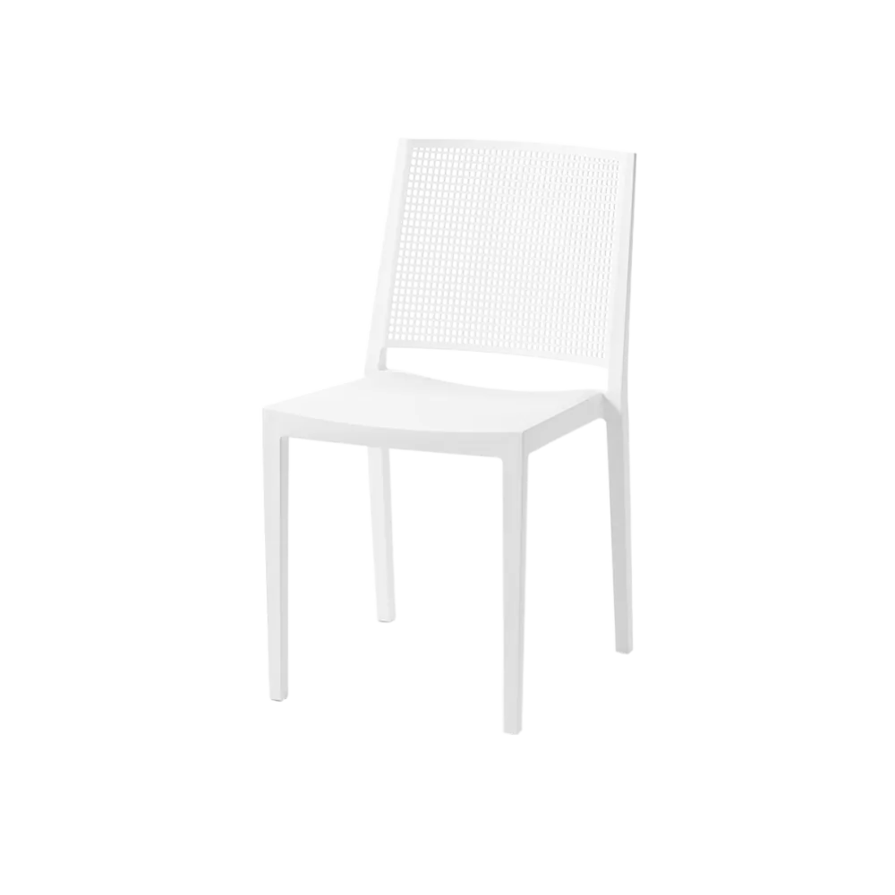 Chaise empilable GOMERA NET 521 en polypropylène blanc