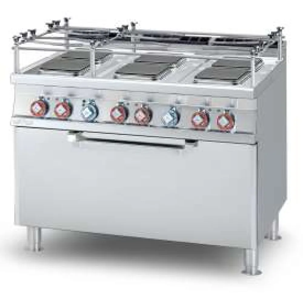 Plaque de cuisson professionnelle 6 feux en fonte avec four LOTUS CFQ6-712ETX