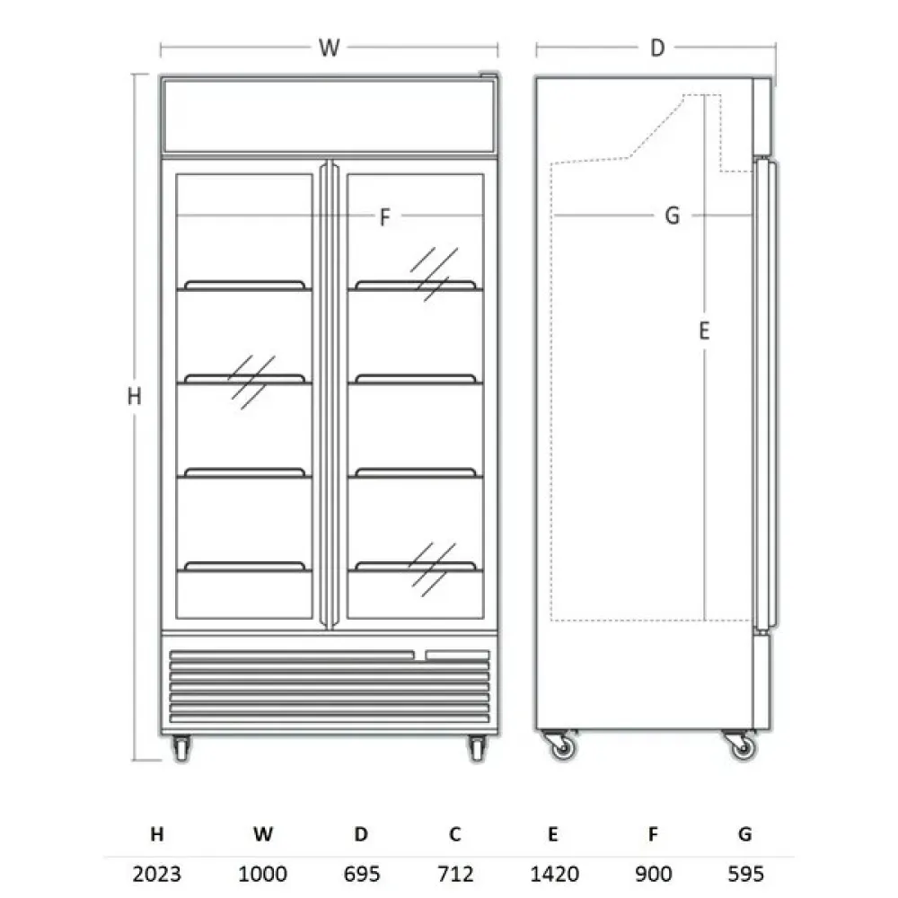 Vitrine réfrigérée professionnelle 776 L SCANDOMESTIC DCC802BWD