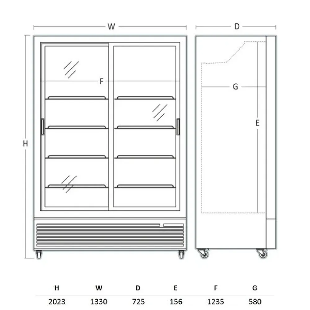 Vitrine réfrigérée professionnelle DC1300BSLD noire SCANDOMESTIC