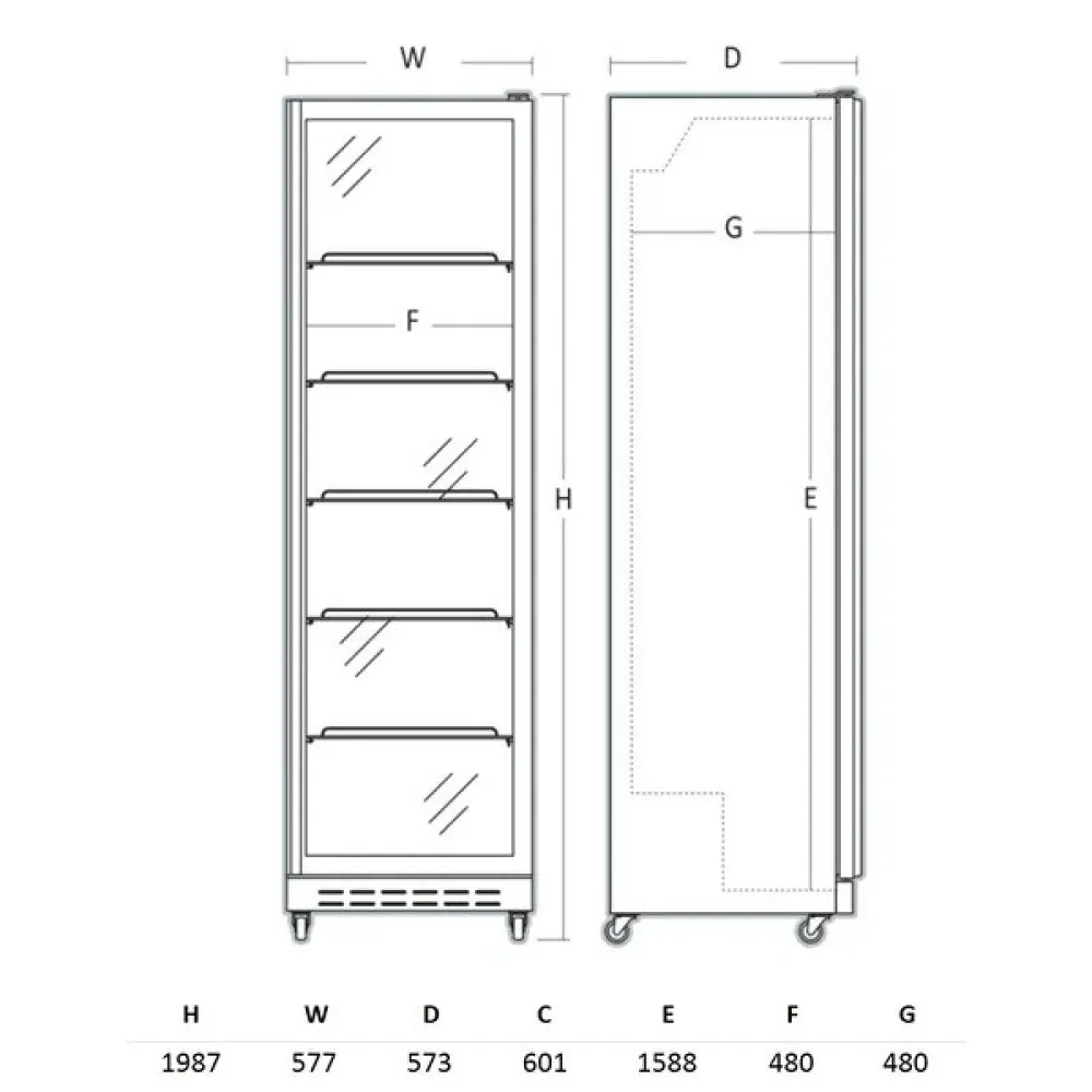 Réfrigérateur vitrine professionnel 392 L SCANDOMESTIC DC430BD noir