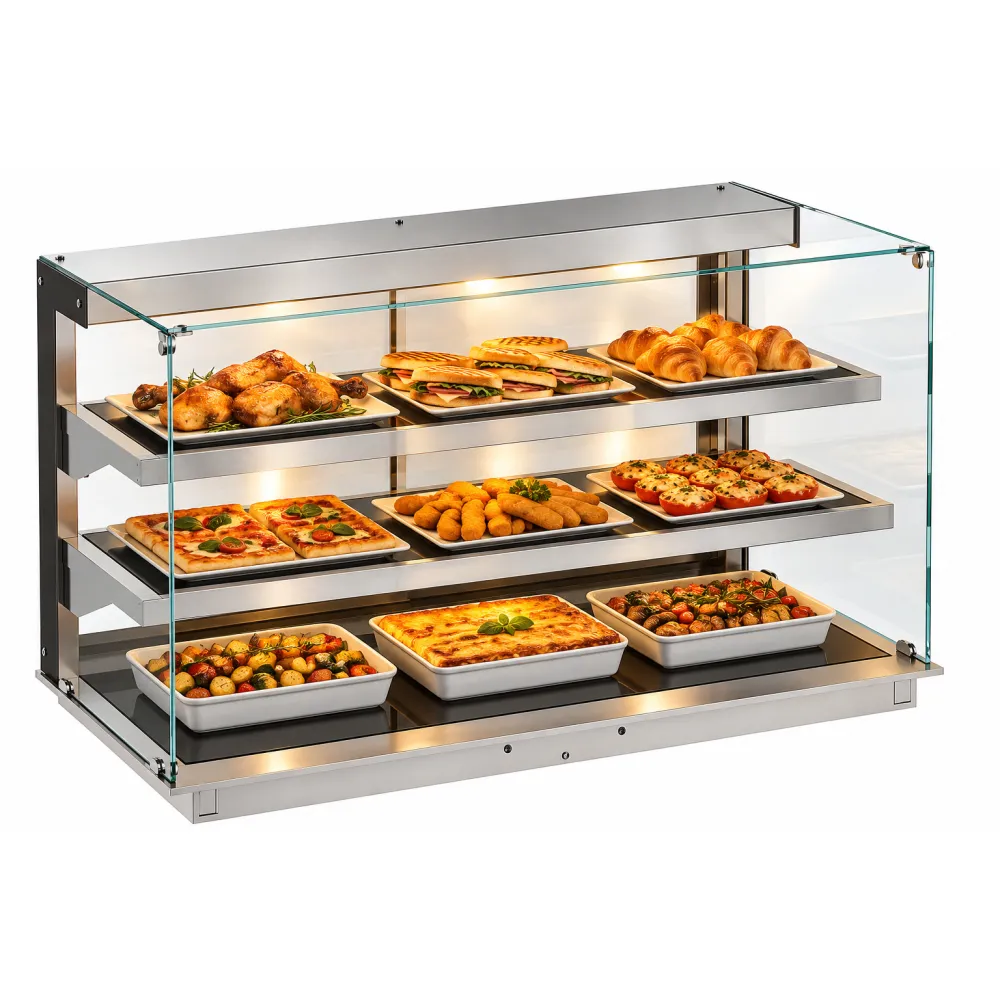 Vitrine chauffante avec portes coulissantes 4 GN1/1 DDHVC7-S-3-4