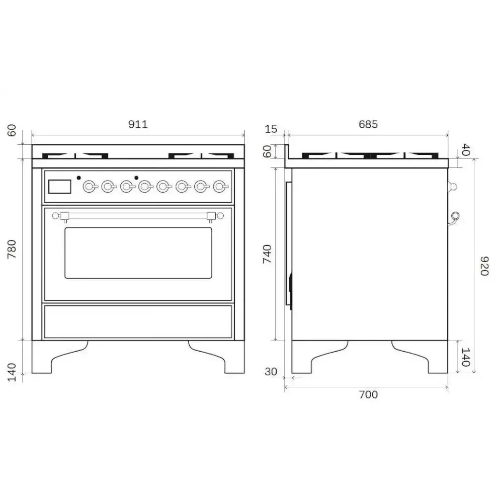 Range Cooker Majestic M09N with 6 burners