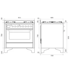 Range Cooker Majestic M09N with 6 burners